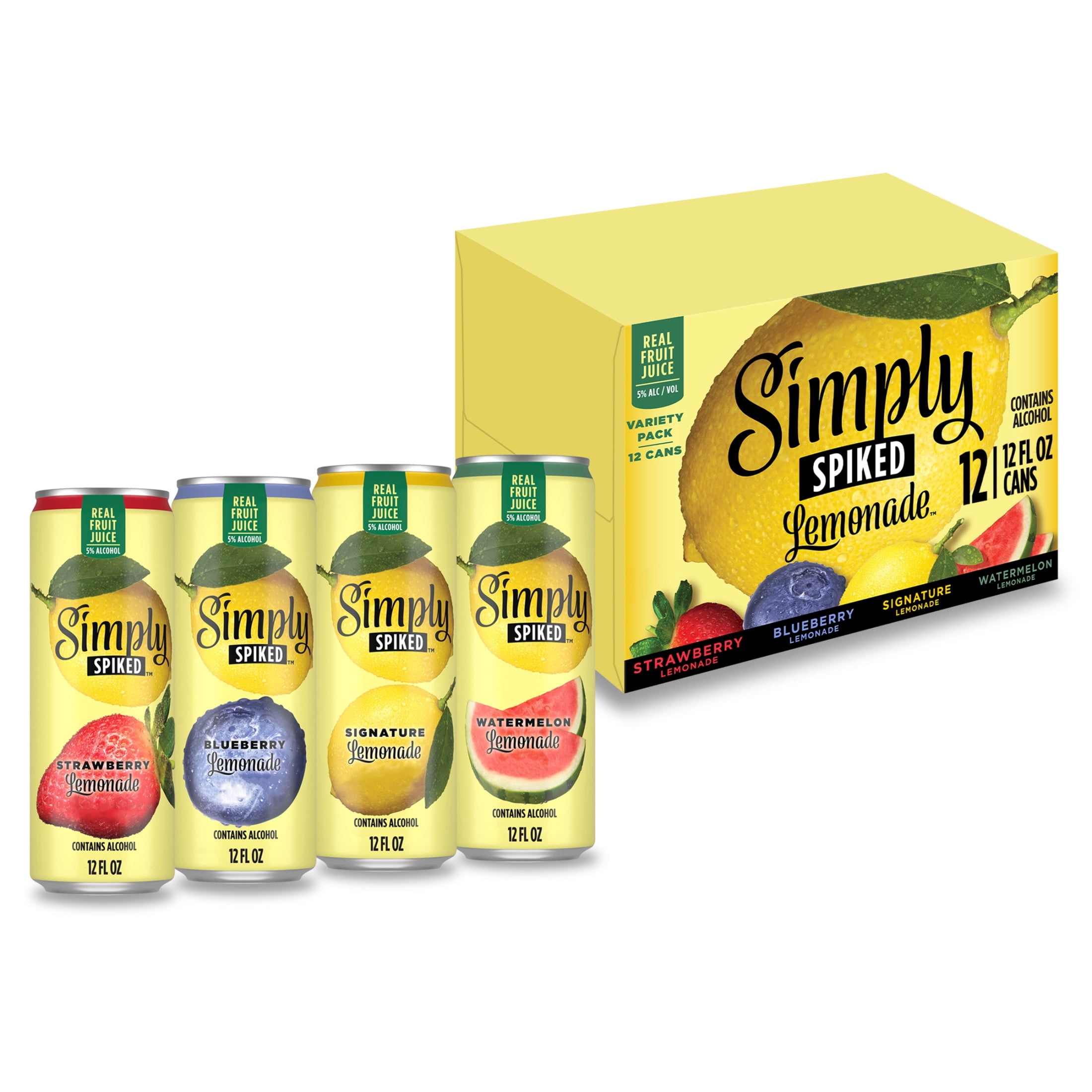 Simply Spiked Variety Pack Beer, 12 Pack, 12 fl oz Aluminum Cans, 5.0% ABV